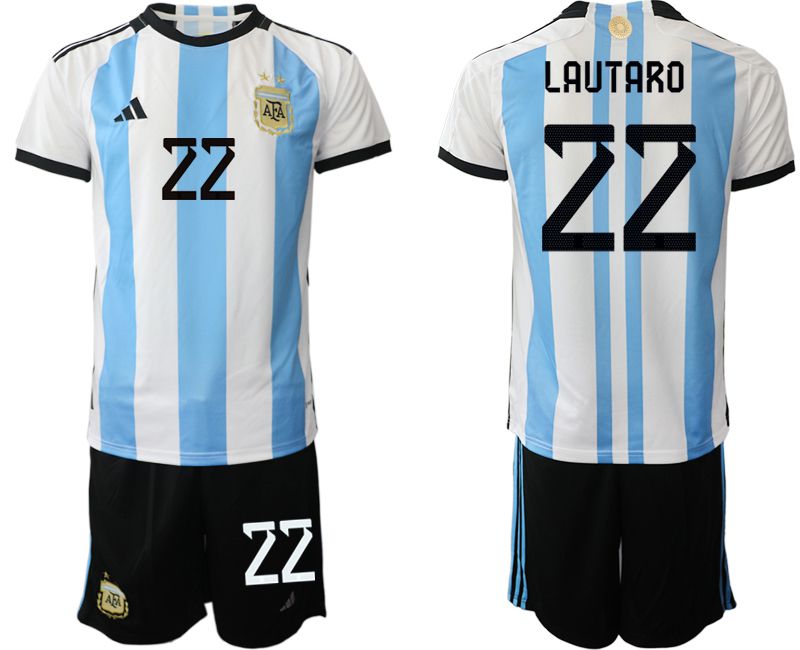 Men 2022 World Cup National Team Argentina home white #22 Soccer Jerseys